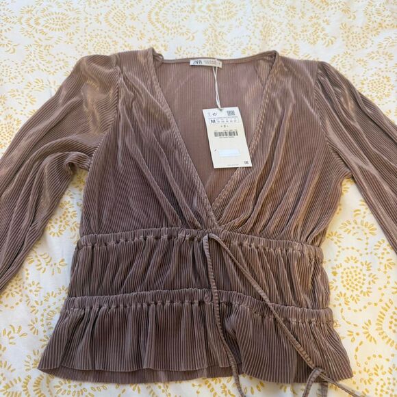 Zara Women's Brown and Tan Blouse - Picture 2 of 6